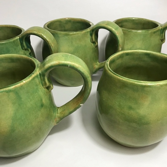 Aletha Soule Studio Green Coffee Mugs "2000" SIGNED VTG RARE POTTERY !CHIPS! - Picture 16 of 16